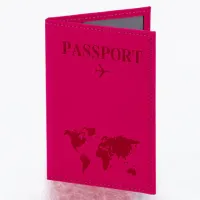 Обложка для паспорта "Passport map", экокожа soft-touch, малиновая, STAFF, 238761