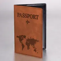 Обложка для паспорта "Passport Map", мягкая экокожа, коричневая, STAFF, 238876