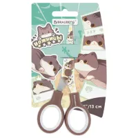 Ножницы 130 мм, коричневые, с цветной печатью "Милые котики", BRAUBERG CUTE CATS, 238957