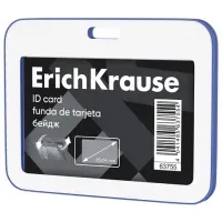 Бейдж горизонтальный ERICH KRAUSE (85х54 мм), корпус белый с синим, 63755