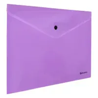 Папка-конверт с кнопкой BRAUBERG "Pastel", А4, до 100 листов, непрозрачная, лиловая, 0,18 мм, 270475