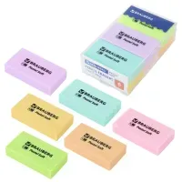 Ластики BRAUBERG PASTEL SOFT НАБОР 6 шт., размер ластика 45х25х10 мм, экологичный ПВХ, 271340