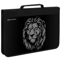 Папка на молнии BRAUBERG А4 с ручкой, с органайзером, 1 отделение, "Savage lion", 272218
