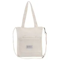 Сумка шоппер HEIKKI VELVET (ХЕЙКИ), вельвет, карманы, 35х32 см, бежевый, 272438