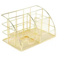 Органайзер для косметики и мелочей металлический 5 секций, MONTE VITA (МОНТЕ ВИТА), 140х220х127 мм, золото, 272477