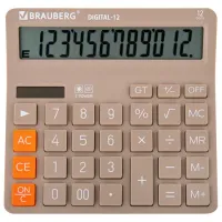 Калькулятор настольный BRAUBERG DIGITAL-12-BG (151х152 мм), 12 разрядов, двойное питание, БЕЖЕВЫЙ, 272970
