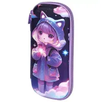 Пенал ЮНЛАНДИЯ, 1 отделение, 1 откидная планка, карман, EVA покрытие soft-touch, 22х10х5 см, "Sky Girl", 273183