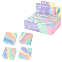 Ластик кросс-серия PASTEL, 34х34х14 мм, квадратный, ассорти, ЭКО ПВХ, BRAUBERG, 273210