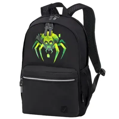 Рюкзак BRAUBERG FASHION CITY универсальный, 2 отделения, "Green Spider", черный, 46х31х15 см, 273839