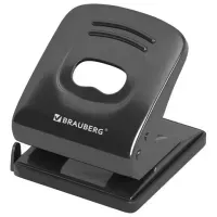 Дырокол металлический BRAUBERG "Office style", до 30 листов, черный, 273954