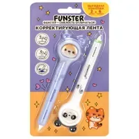 Корректирующая лента FUNSTER (ФАНСТЕР) "Милые зверята", 5 мм x 6 м, КОМПЛЕКТ из 2 шт., на блистере, 273983