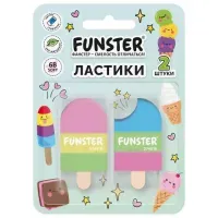 Ластик фигурный FUNSTER (ФАНСТЕР) "АЙСКРИМ", НАБОР 2 ШТУКИ, 55х29х12 мм, цвет ассорти, экологичный ПВХ, блистер, 274016