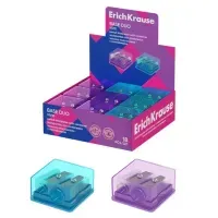 Точилка ERICH KRAUSE "Base Duo Vivid", с контейнером, пластиковая, корпус ассорти, 60081