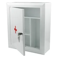 Шкафчик-аптечка металлический, навесной, внутренние перегородки, ключевой замок, 400x360x140 мм