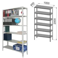 Стеллаж металлический "УНИВЕРСАЛ", 2000х1000х400 мм, УСИЛЕННЫЕ СТОЙКИ, 6 полок, регулируемые опоры, 290349