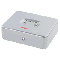 Ящик для денег, ценностей, документов, печатей, 90х240х300 мм, ключевой замок, серебристый, BRAUBERG, 291060