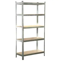 Стеллаж металлический BOOMHOUSE (БУМХАУС) безболтовой, 1800x900x400 мм, 5 полок МДФ, нагрузка на стеллаж до 875 кг, серебристый, 291412