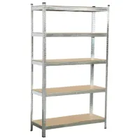 Стеллаж металлический BOOMHOUSE (БУМХАУС) безболтовой, 1800x1050x400 мм, 5 полок МДФ, нагрузка на стеллаж до 875 кг, серебристый, 291413