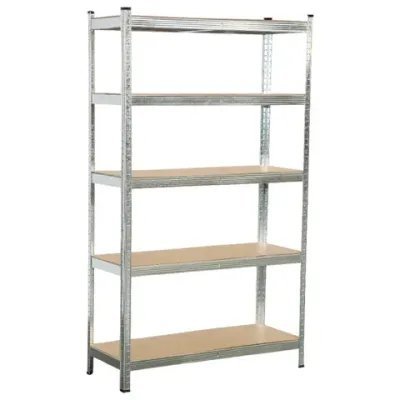 Стеллаж металлический BOOMHOUSE (БУМХАУС) безболтовой, 1800x1050x400 мм, 5 полок МДФ, нагрузка на стеллаж до 875 кг, серебристый, 291413
