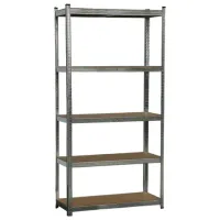 Стеллаж металлический BOOMHOUSE (БУМХАУС) безболтовой, 2000x1000x400 мм, 5 полок МДФ, нагрузка на стеллаж до 875 кг, серебристый, 291414