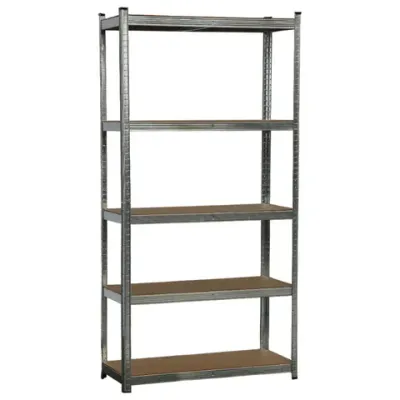 Стеллаж металлический BOOMHOUSE (БУМХАУС) безболтовой, 2000x1000x400 мм, 5 полок МДФ, нагрузка на стеллаж до 875 кг, серебристый, 291414