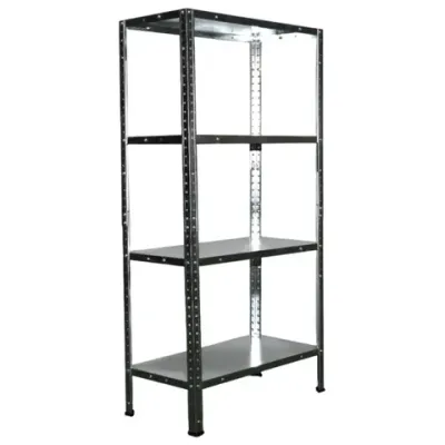 Стеллаж металлический BOOMHOUSE (БУМХАУС) 1200x600x300 мм, 4 полки, нагрузка на стеллаж до 120 кг, серебристый, 291417