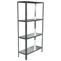 Стеллаж металлический BOOMHOUSE (БУМХАУС) 1500x750x300 мм, 4 полки, нагрузка на стеллаж до 120 кг, серебристый, 291418