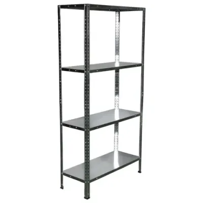 Стеллаж металлический BOOMHOUSE (БУМХАУС) 1500x750x300 мм, 4 полки, нагрузка на стеллаж до 120 кг, серебристый, 291418