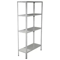 Стеллаж металлический BOOMHOUSE (БУМХАУС) 1500x750x300 мм, 4 полки, нагрузка на стеллаж до 120 кг, белый, 291419