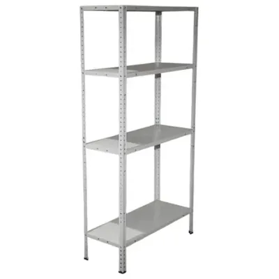 Стеллаж металлический BOOMHOUSE (БУМХАУС) 1500x750x300 мм, 4 полки, нагрузка на стеллаж до 120 кг, белый, 291419