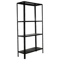 Стеллаж металлический BOOMHOUSE (БУМХАУС), 1500x750x300 мм, 4 полки, нагрузка на стеллаж до 120 кг, черный, 291420