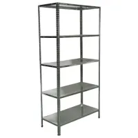 Стеллаж металлический BOOMHOUSE (БУМХАУС), 1800x900x400 мм, 5 полок, нагрузка на стеллаж до 150 кг, серебристый, 291421