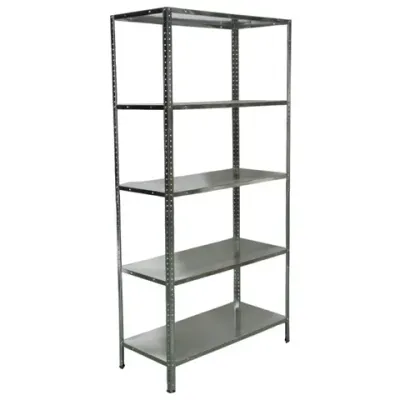 Стеллаж металлический BOOMHOUSE (БУМХАУС), 1800x900x400 мм, 5 полок, нагрузка на стеллаж до 150 кг, серебристый, 291421