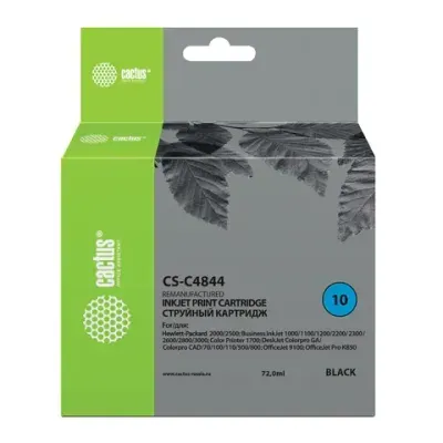 Картридж совм. Cactus C4844 (№10) черный для HP BIJ 1000/1100/1200/2200/2300/2600/2800 (72мл)