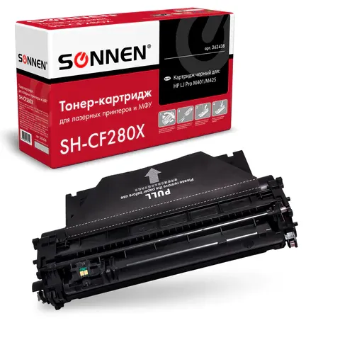 Фото товара «Картридж лазерный SONNEN (SH-CF280X) для HP LaserJet Pro M401/M425, ВЫСШЕЕ КАЧЕСТВО, ресурс 6500 стр., 362438»
