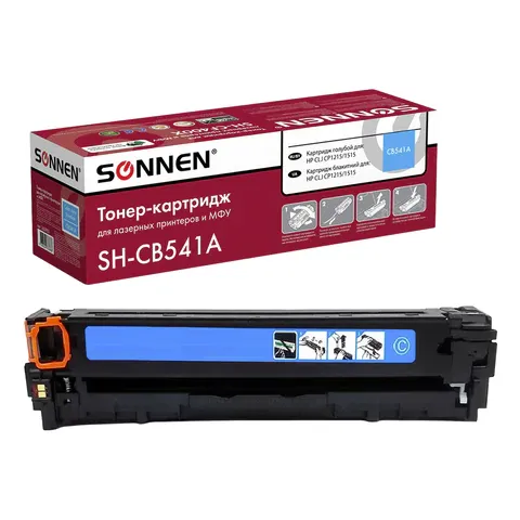 Фото товара «Картридж лазерный SONNEN (SH-CB541A) для HP CLJ CP1215/1515 ВЫСШЕЕ КАЧЕСТВО, голубой, 1400 страниц, 363955»