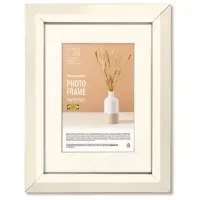 Рамка 15х21 см с паспарту 10х15 см небьющаяся, аналог IKEA, багет 26 мм, МДФ, BRAUBERG "Zool", цвет слоновая кость, 391374