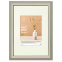 Рамка 21х30 см с паспарту 13х18 см, небьющаяся, аналог IKEA, багет 26 мм, МДФ, BRAUBERG "Zool", серая, 391377