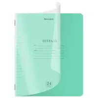 Тетрадь пластиковая обложка (прозрачная) 24 листа, линия, BRAUBERG "Smart Cover", ЗЕЛЕНАЯ, 405035