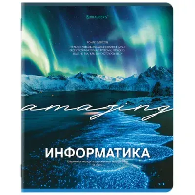 Тетрадь предметная КЛАССИКА ПРИРОДА 48 л., обложка картон, ИНФОРМАТИКА, клетка, подсказ, BRAUBERG, 405088