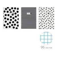 Тетрадь А4 96 л. АЛЬТ гребень, клетка, глянцевая ламинация, "BLACK&WHITE" (3 вида), 7-96-1354
