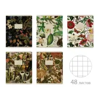 Тетрадь А5 48 л. BRUNO VISCONTI скоба, клетка, Soft Touch, фольга, "FLORA" (5 видов), 7-48-1343