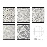 Тетрадь А5, 48 л., BRUNO VISCONTI, скоба, клетка, Soft-Touch, фольга, "BLACK&WHITE.FLORA" (5 видов), 7-48-1369