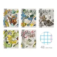 Тетрадь А5 48 л. АЛЬТ скоба, клетка, матовая ламинация, "MACRO NATURE" (5 видов), 7-48-1340