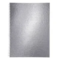 Тетрадь бумвинил А4 96 л., гребень, офсет №1, клетка, "СЕРЕБРО Metallic", HATBER, 077198, 96Т4бвВ1гр