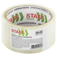 Клейкая лента упаковочная 48 мм x 40 м, прозрачная, толщина 40 микрон, STAFF, 440087