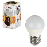 Лампа светодиодная Эра LED P45-7W-827-E27, 7Вт, тип G "шар", E27, 2700К, теплый свет