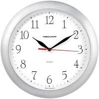 Часы настенные TROYKATIME (TROYKA) 11170113, круг, белые, серебристая рамка, 29х29х3,5 см