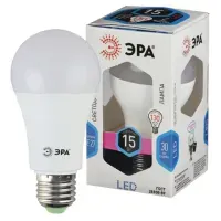 Лампа светодиодная Эра LED A60-15W-840-E27, 15Вт, тип А "груша", Е27, 4000К, холодный свет