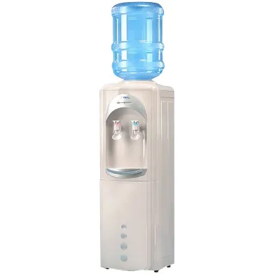 Кулер для воды AEL LD-AEL-28, напольный, НАГРЕВ/ОХЛАЖДЕНИЕ ЭЛЕКТРОННОЕ, 2 крана, белый/серебристый, 00256